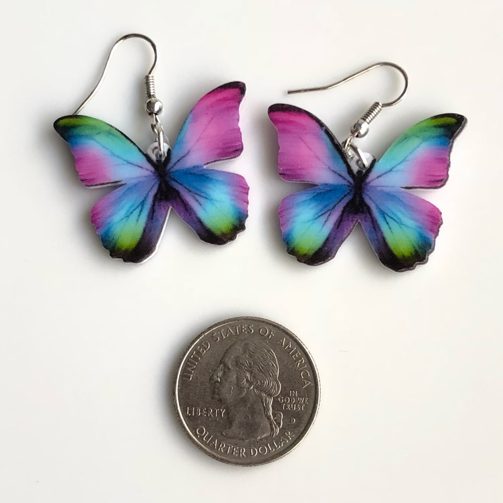 NEW Acrylic Purple Butterfly Earrings - Picture 3 of 6